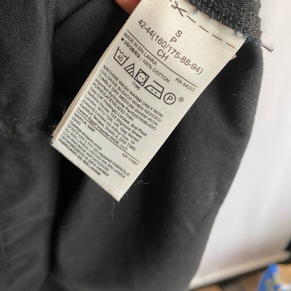 Gap Collarless Henley Pocket L/S True Black Khaki Midi Shirt Dress Size Small - Picture 12 of 16